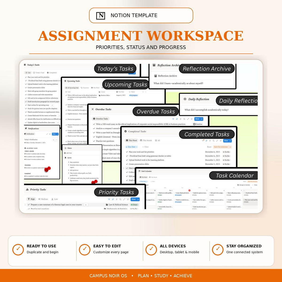 Campus Noir OS Notion college planner product image 6