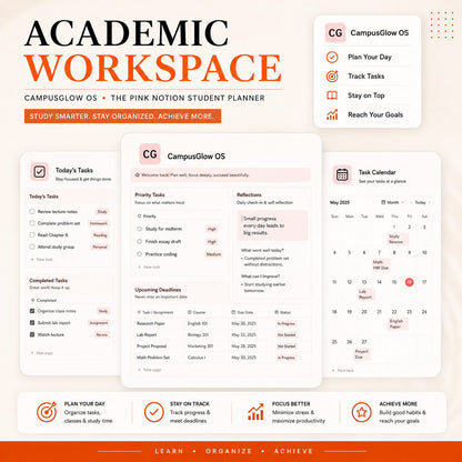 CampusGlow OS | Pink Notion Student Planner