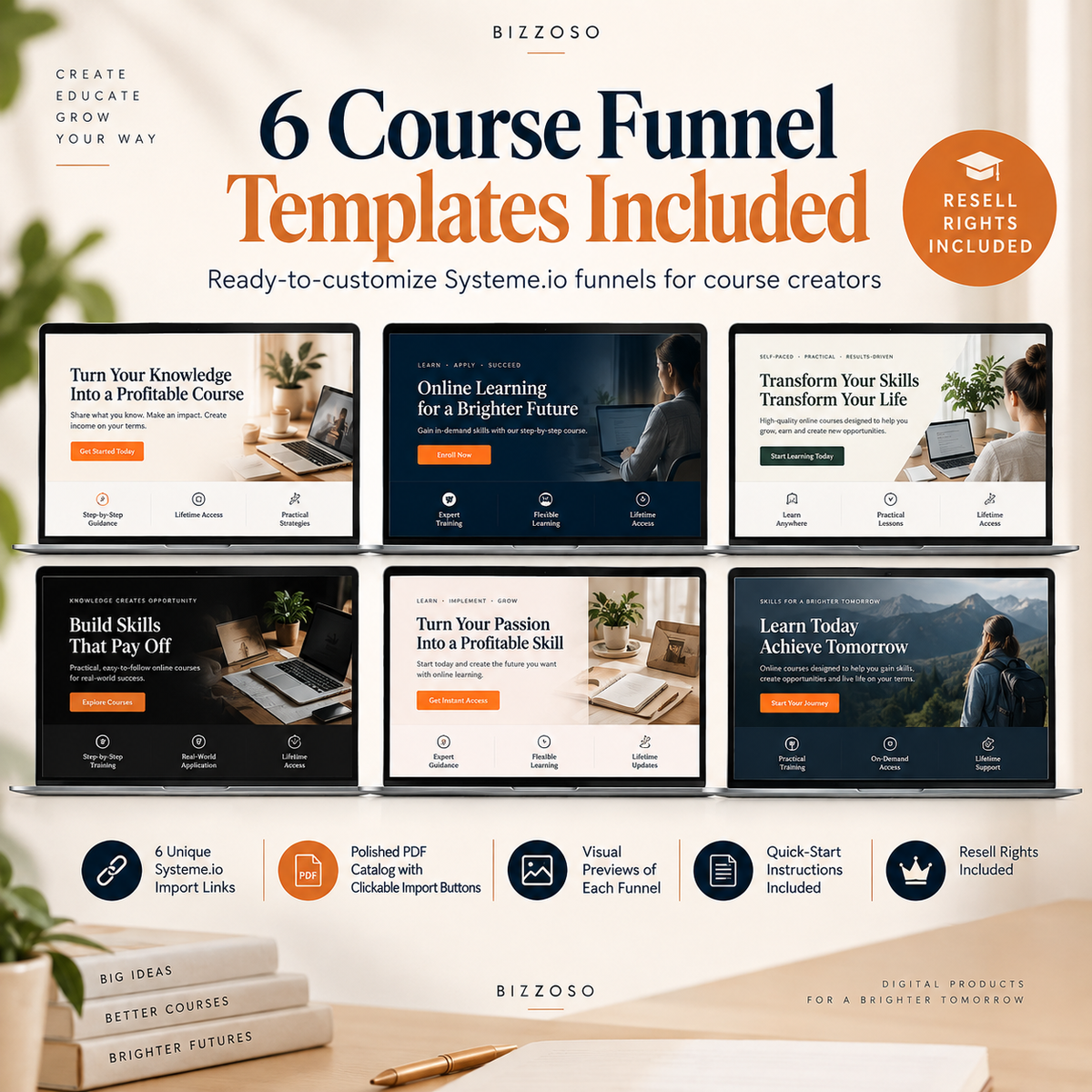 Course Funnel Templates included designs and contents