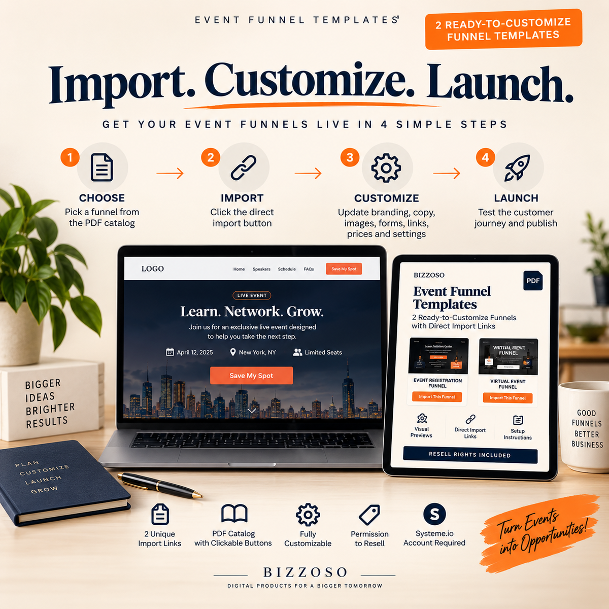 Event Funnel Templates import customize launch workflow