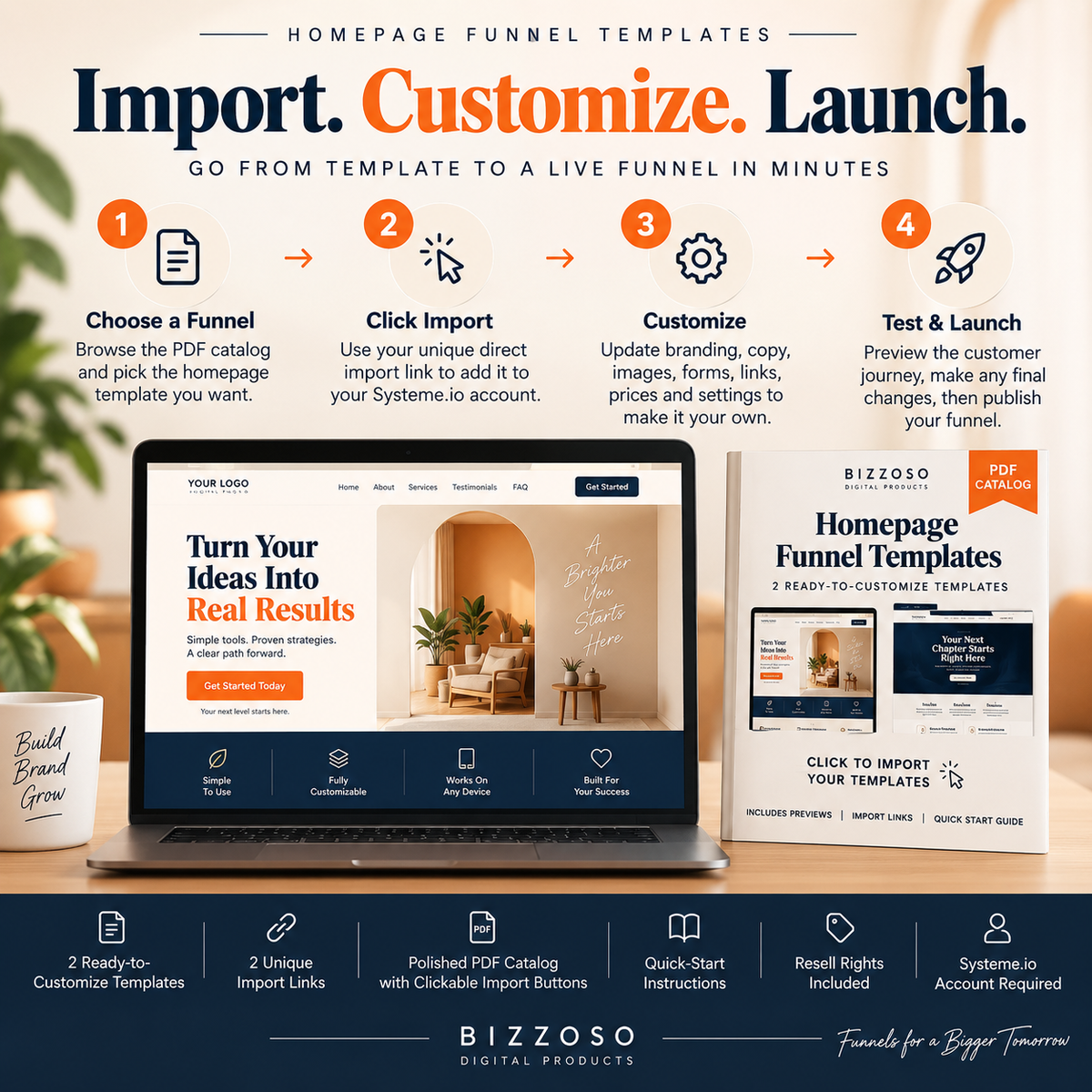 Homepage Funnel Templates import customize launch workflow