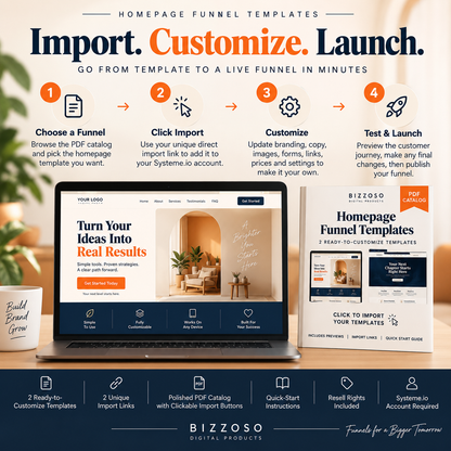 Homepage Funnel Templates import customize launch workflow