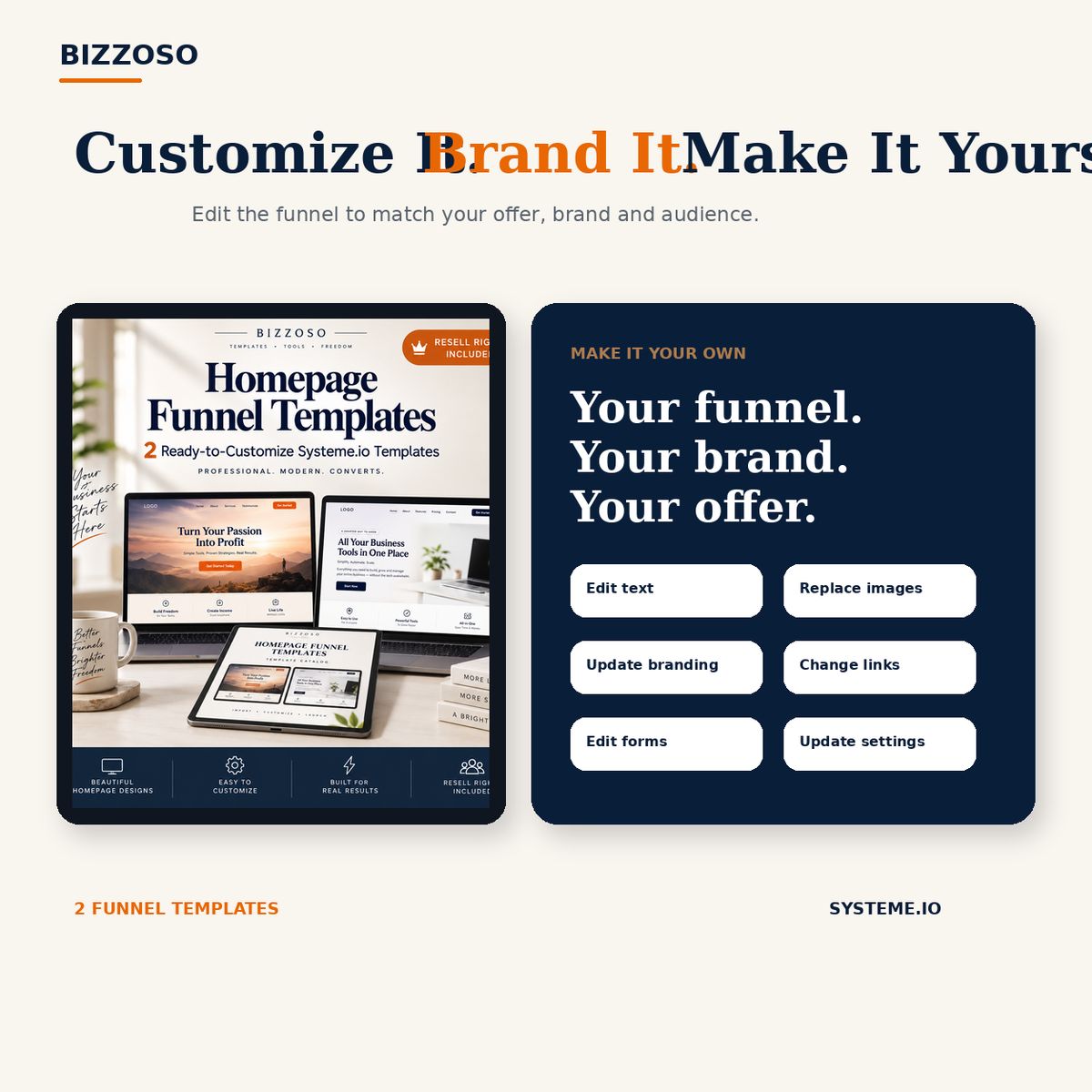 Homepage Funnel Templates customize and brand