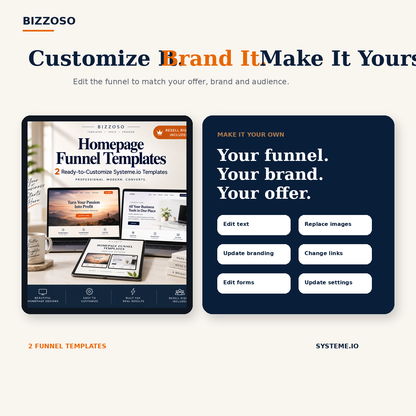 Homepage Funnel Templates customize and brand