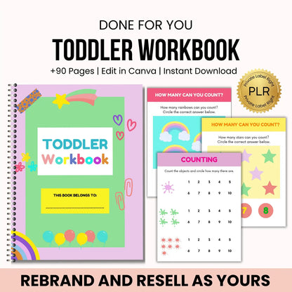 Toddler Learning Workbook Bundle with Resell Rights