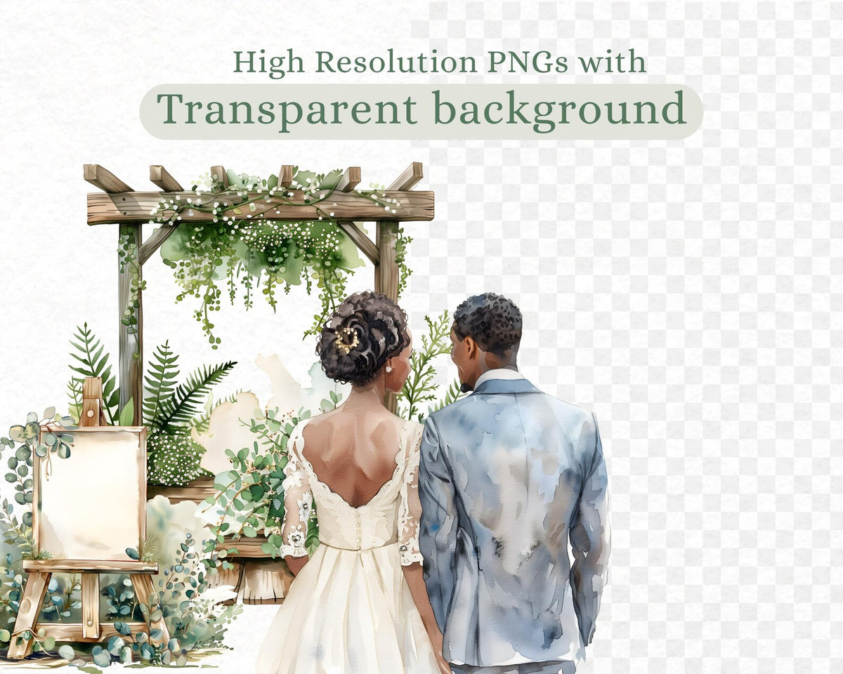 53 Green Wedding Clipart Bundle