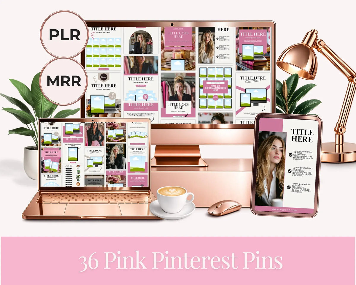36 Pink Pinterest Pin Templates Bundle