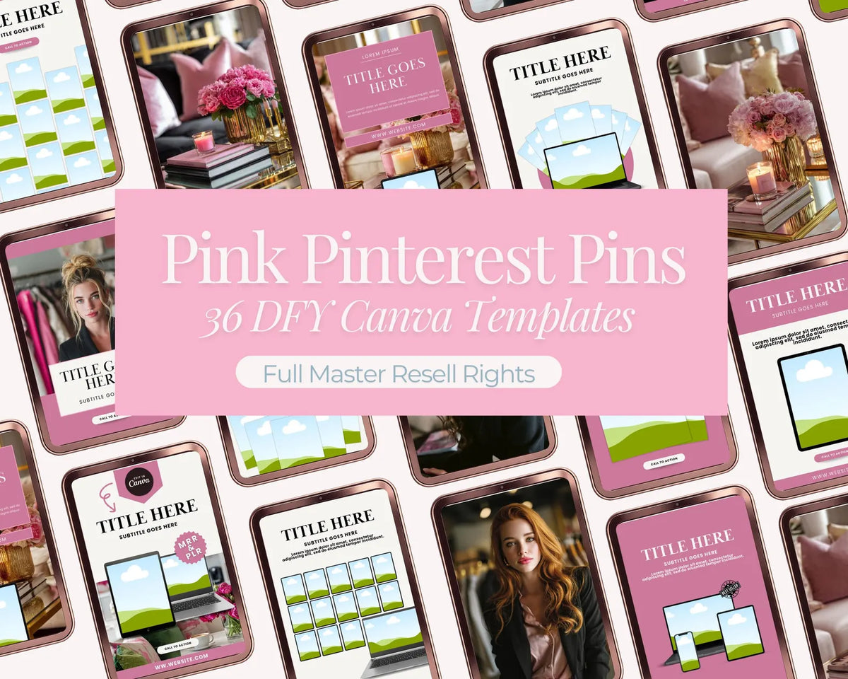 36 Pink Pinterest Pin Templates Bundle