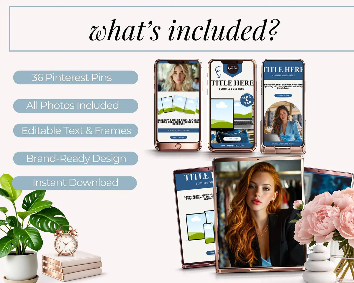 36 Blue Pinterest Pin Templates Bundle