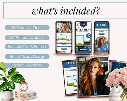 36 Blue Pinterest Pin Templates Bundle