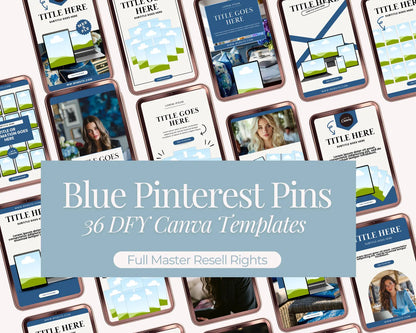 36 Blue Pinterest Pin Templates Bundle