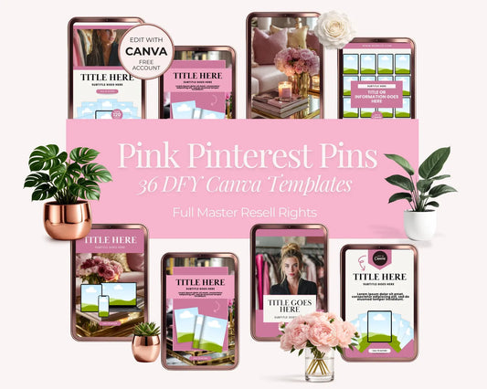 36 Pink Pinterest Pin Templates Bundle