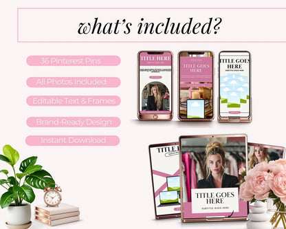 36 Pink Pinterest Pin Templates Bundle