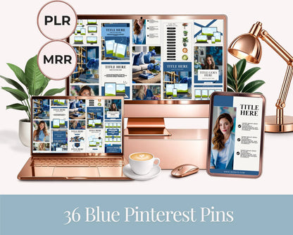 36 Blue Pinterest Pin Templates Bundle
