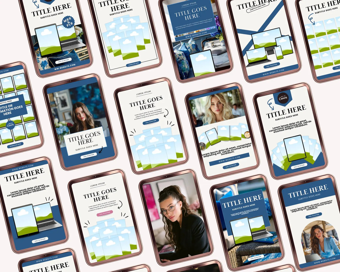 36 Blue Pinterest Pin Templates Bundle