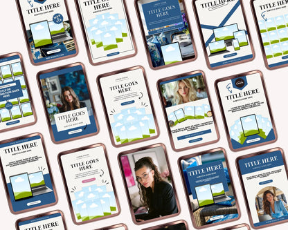 36 Blue Pinterest Pin Templates Bundle
