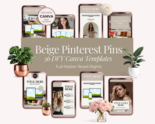 36 Beige Pinterest Pin Templates Bundle