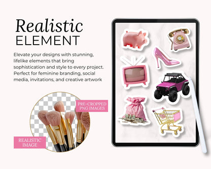 380+ Pink & Gold Clipart Bundle