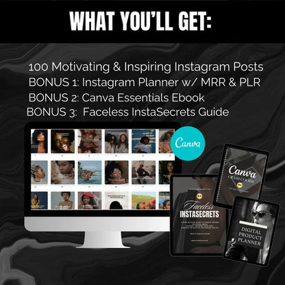 Boss Babe Motivational Canva Templates | Melanin Instagram Post Bundle | Editable