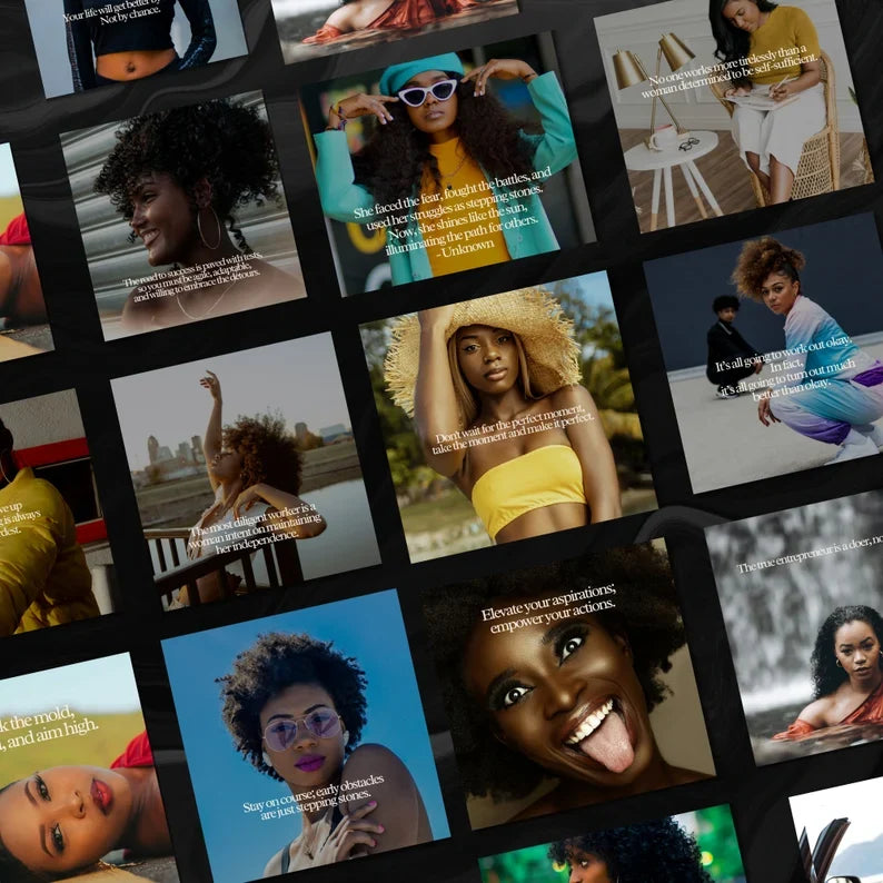 Boss Babe Motivational Canva Templates | Melanin Instagram Post Bundle | Editable
