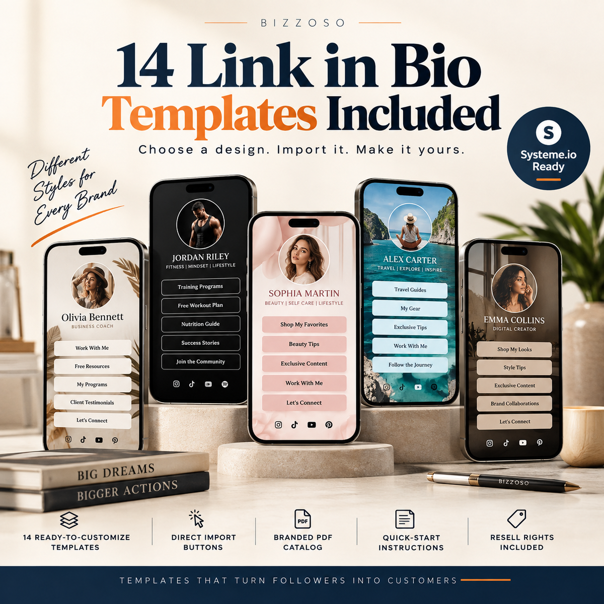 Link in Bio Funnel Templates included designs