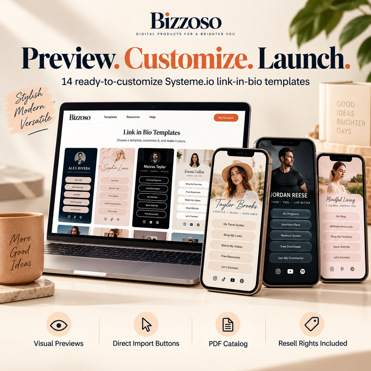 Link in Bio Funnel Templates preview customize launch