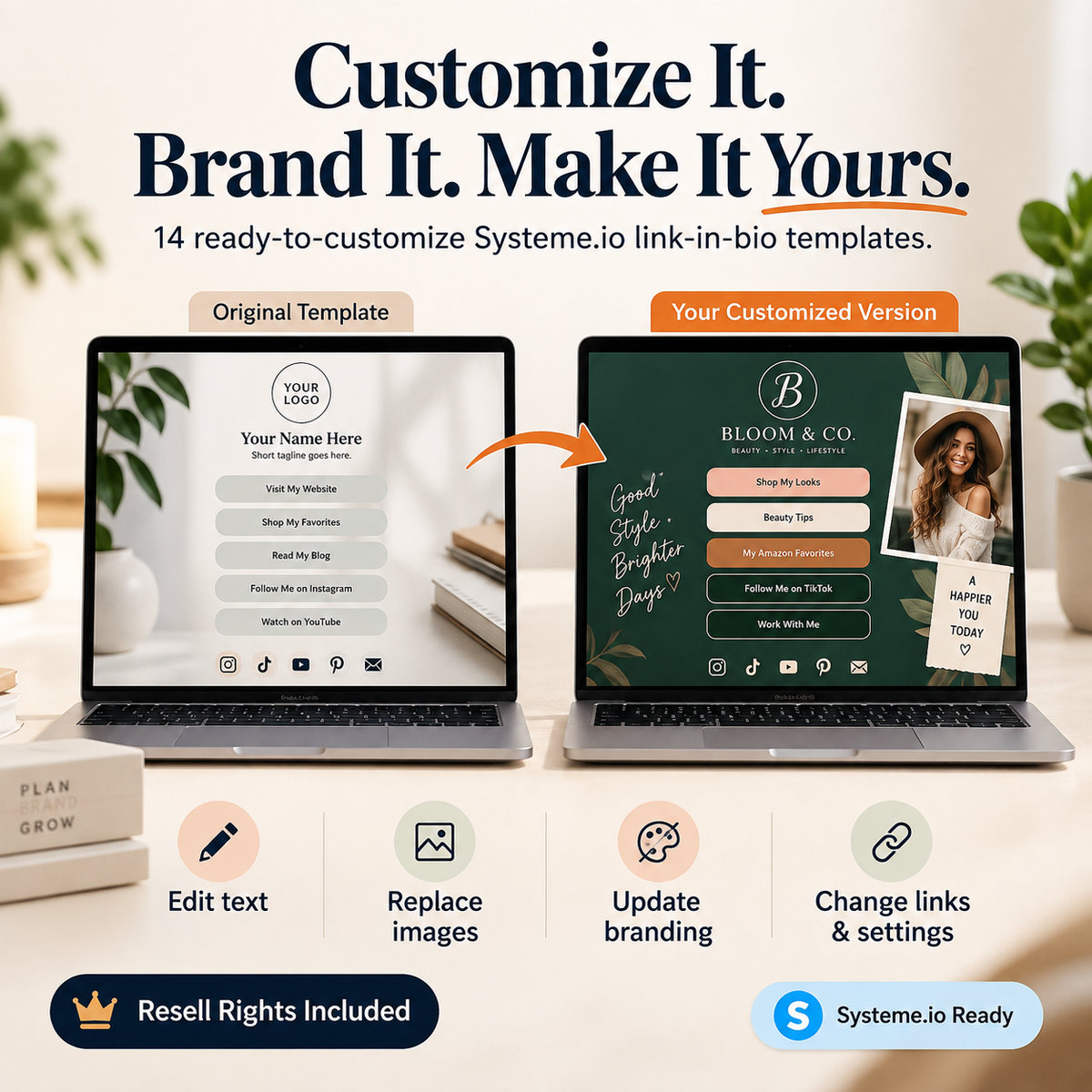 Link in Bio Funnel Templates customize and brand