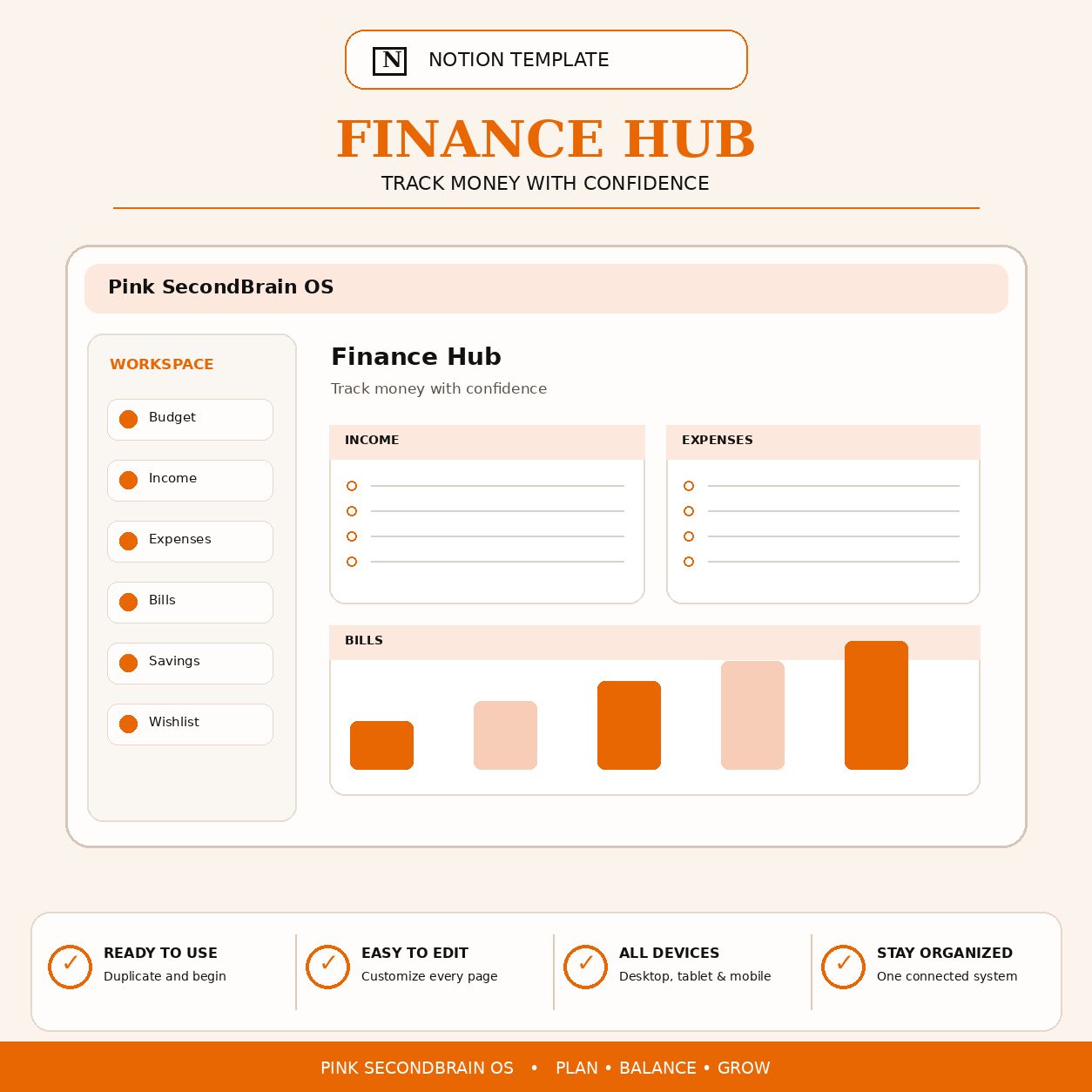 Pink SecondBrain OS Notion life planner product image 7