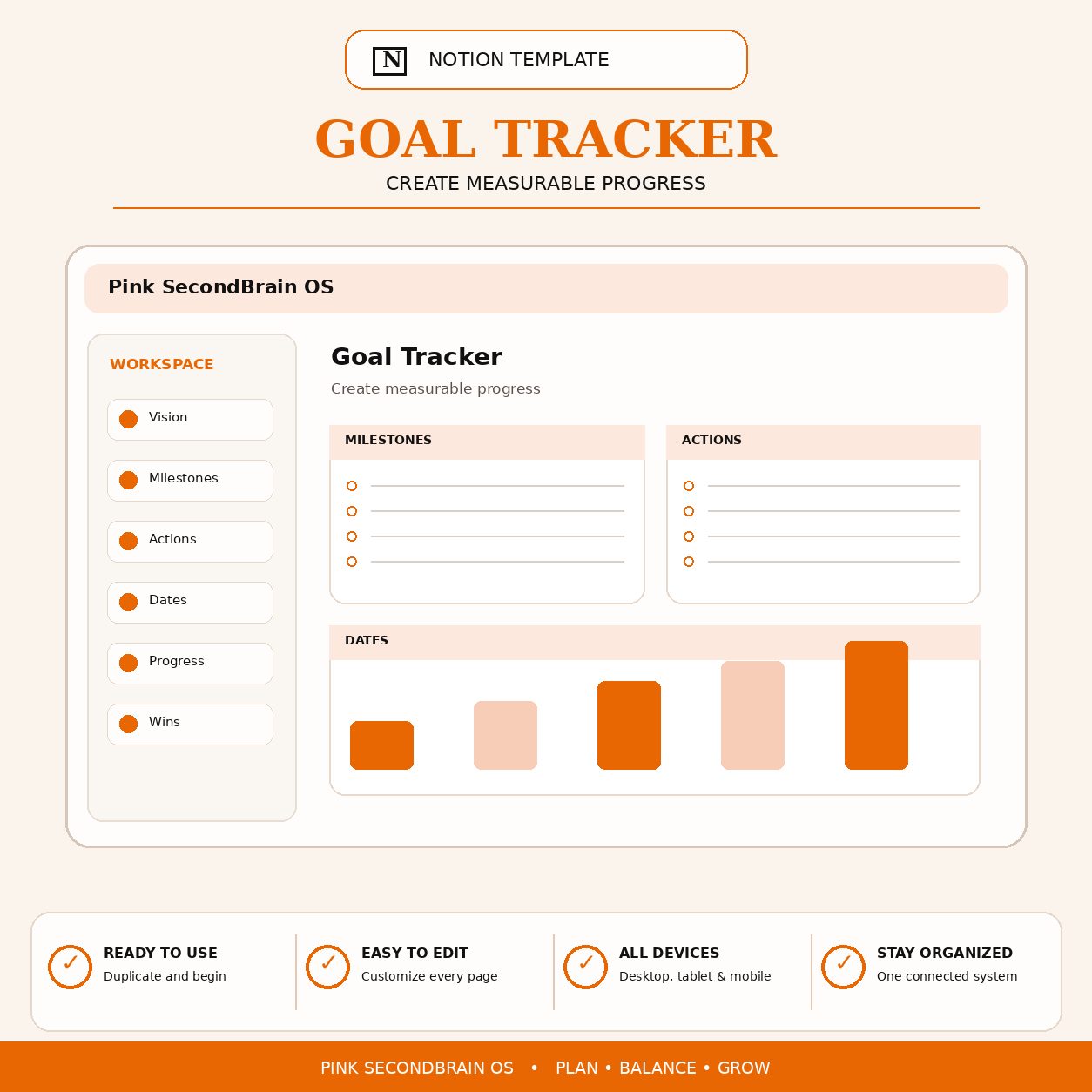 Pink SecondBrain OS Notion life planner product image 13