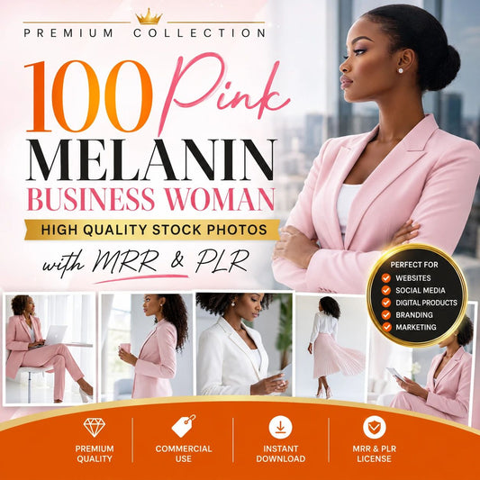 100 Pink Melanin Business Woman Stock Photos Bundle