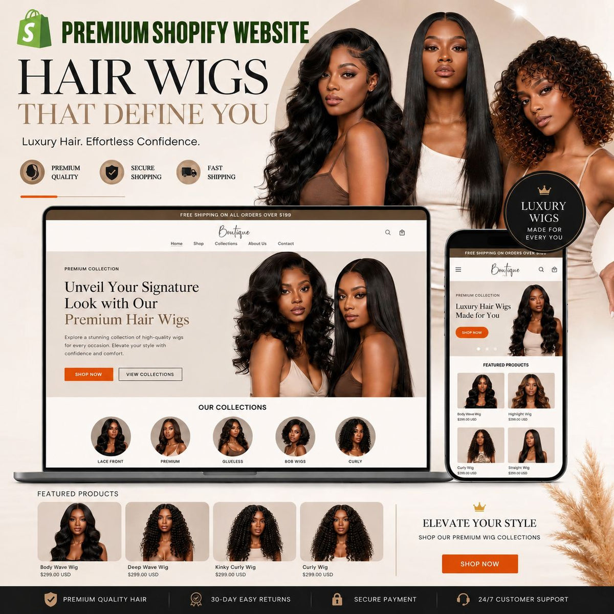 Shopify Wig Business Website Template