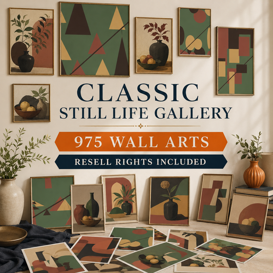 Classic Still Life Gallery wall art collection overview with resell rights included