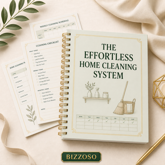 The Effortless Home Cleaning System digital planner cover by Bizzoso