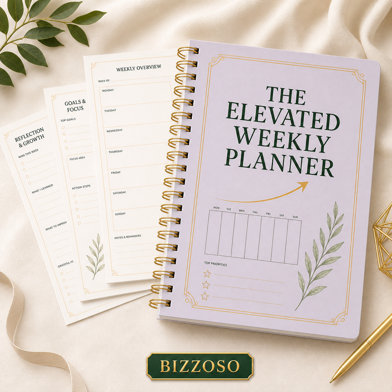 The Elevated Weekly Planner digital planner cover by Bizzoso