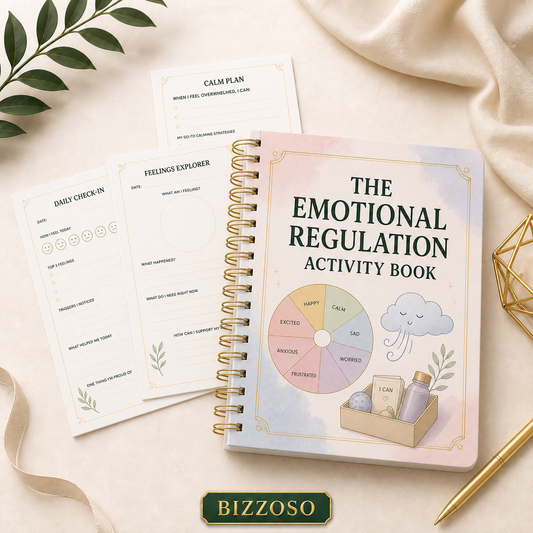 The Emotional Regulation Activity Book digital planner cover by Bizzoso