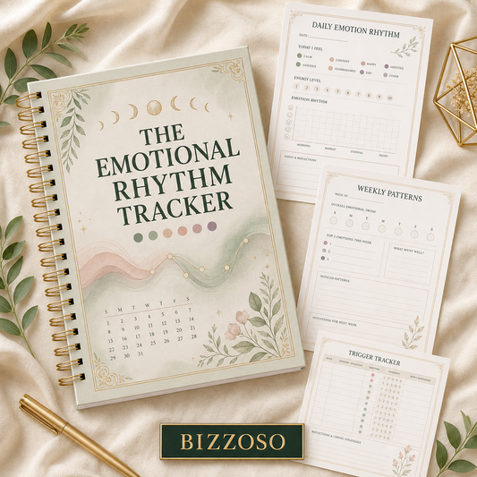 The Emotional Rhythm Tracker digital planner cover by Bizzoso