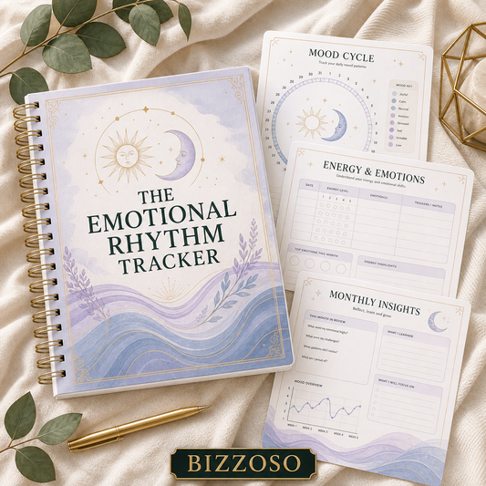 The Emotional Rhythm Tracker digital planner cover by Bizzoso