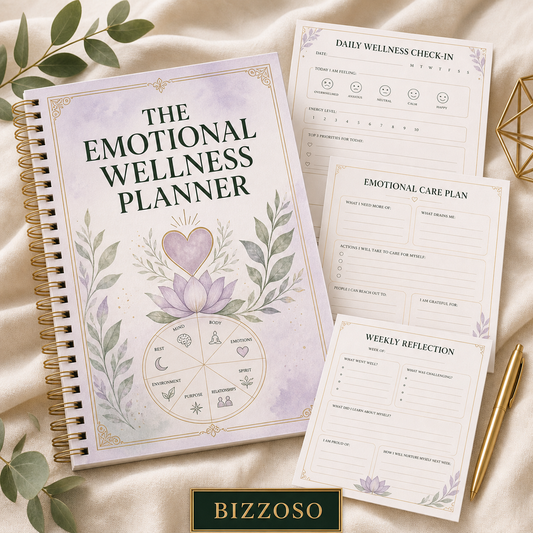The Emotional Wellness Planner digital planner cover by Bizzoso