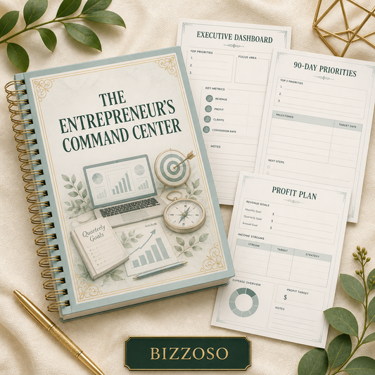 The Entrepreneur’s Command Center digital planner cover by Bizzoso