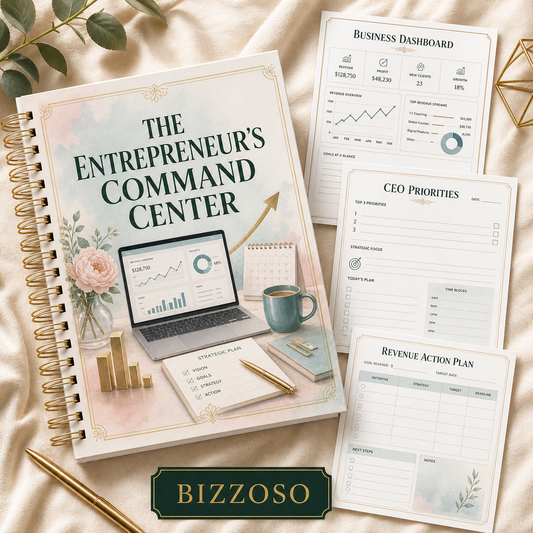The Entrepreneur’s Command Center digital planner cover by Bizzoso