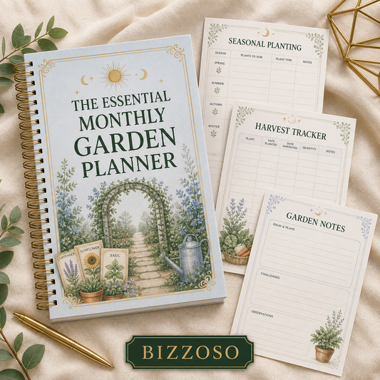 The Essential Monthly Garden Planner digital planner cover by Bizzoso