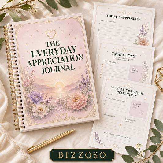 The Everyday Appreciation Journal digital planner cover by Bizzoso