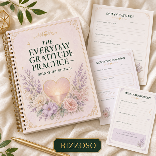 The Everyday Gratitude Practice - Signature Edition digital planner cover by Bizzoso