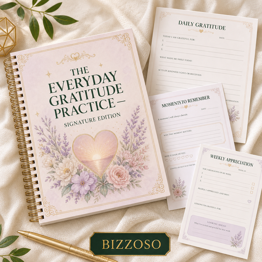 The Everyday Gratitude Practice - Signature Edition digital planner cover by Bizzoso