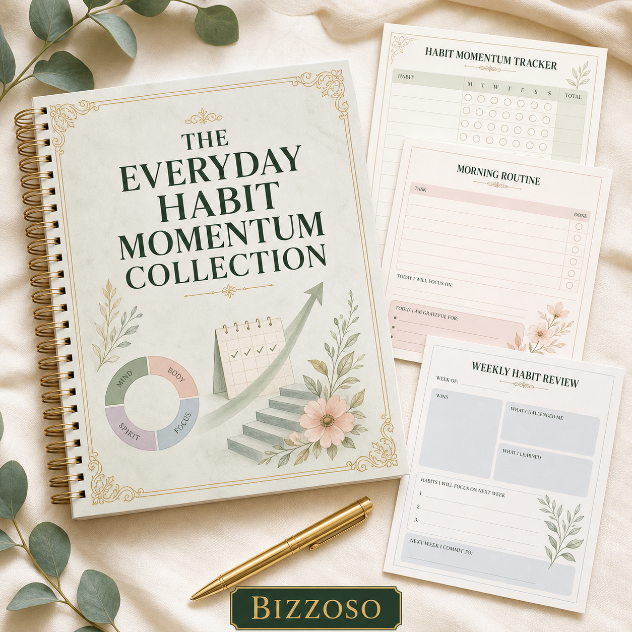 The Everyday Habit Momentum Collection digital planner cover by Bizzoso
