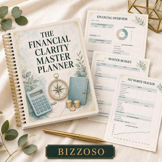 The Financial Clarity Master Planner digital planner cover by Bizzoso