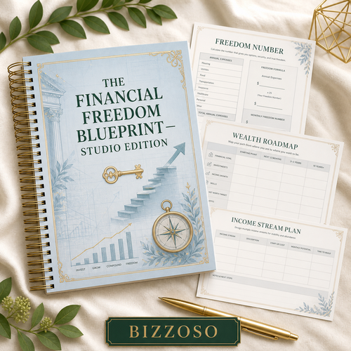The Financial Freedom Blueprint - Studio Edition digital planner cover by Bizzoso