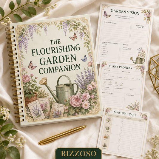 The Flourishing Garden Companion digital planner cover by Bizzoso