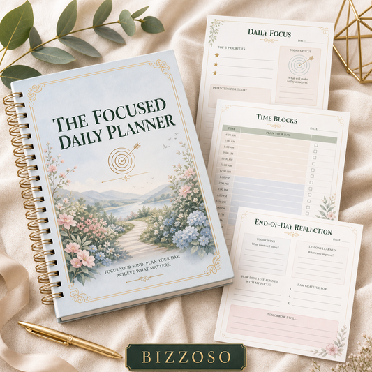 The Focused Daily Planner digital planner cover by Bizzoso