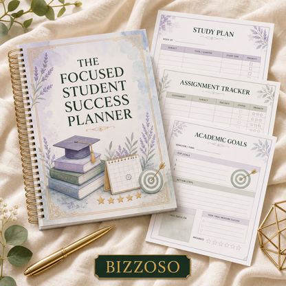 The Focused Student Success Planner digital planner cover by Bizzoso